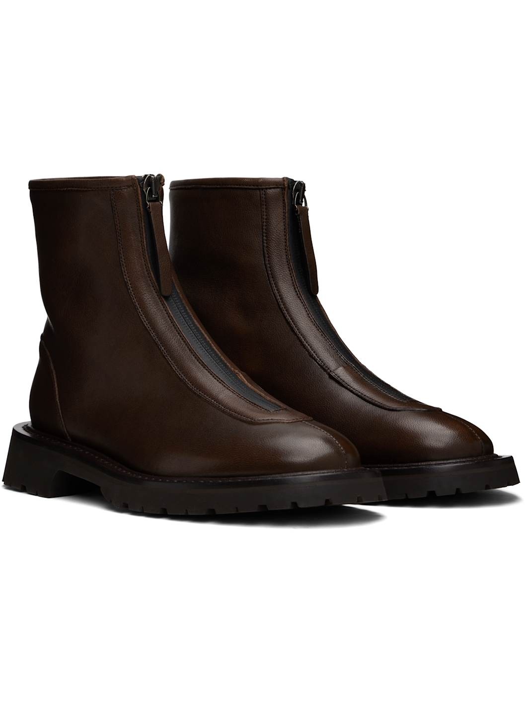 Brown Zipper Boots - 4