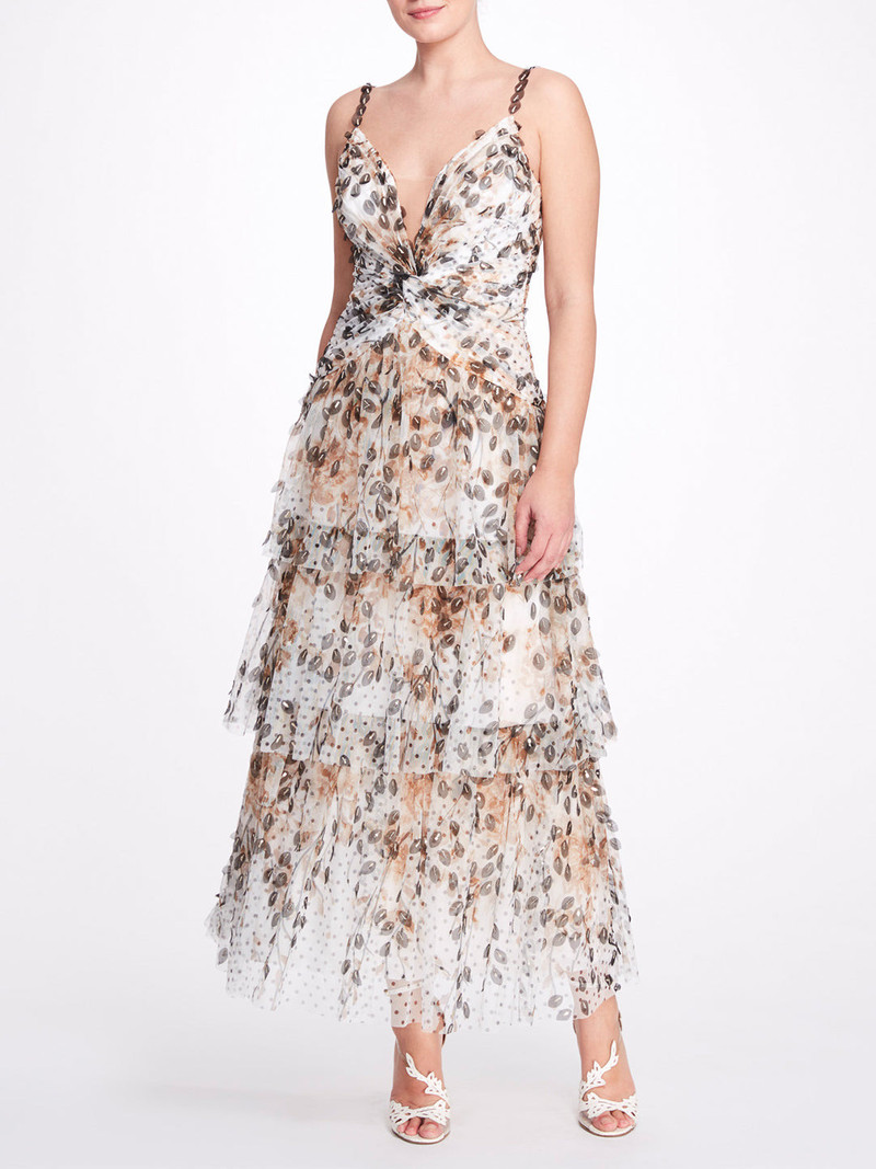 TIERED PRINTED COCKTAIL MAXI DRESS 1