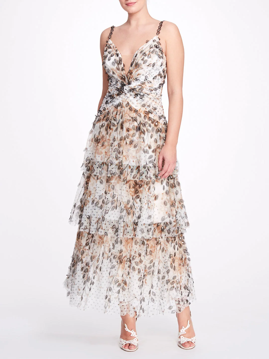 TIERED PRINTED COCKTAIL MAXI DRESS - 1