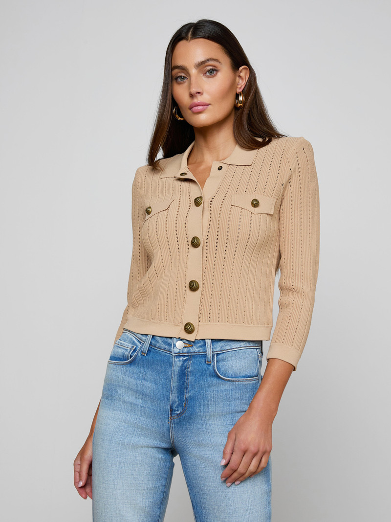 L'AGENCE Risa Collared Cardigan outlook
