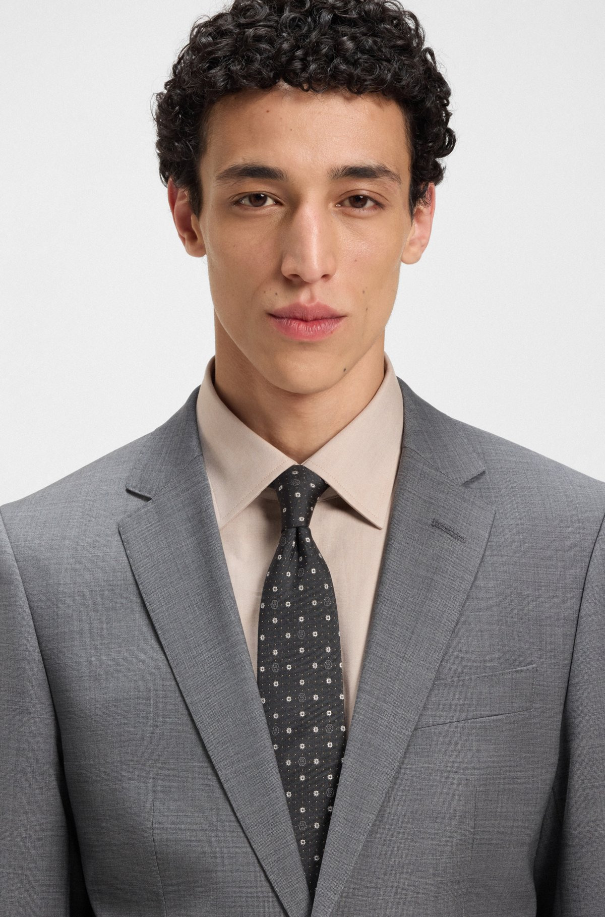 SILK-BLEND TIE WITH MICRO DOUBLE B MONOGRAMS - 2