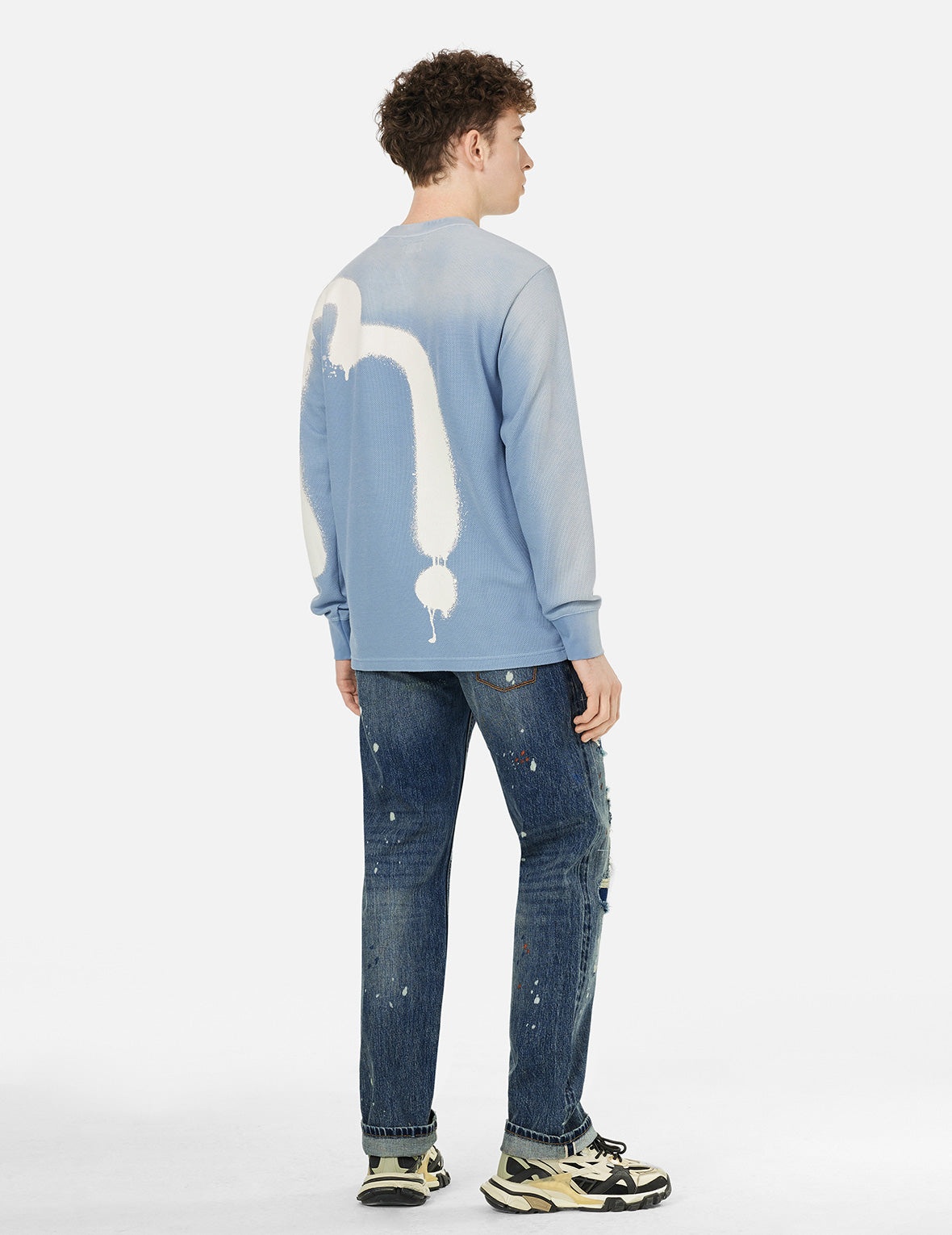 Deconstructed Inserted Seagull Embroidery Regular Fit Jeans #2000 - 3