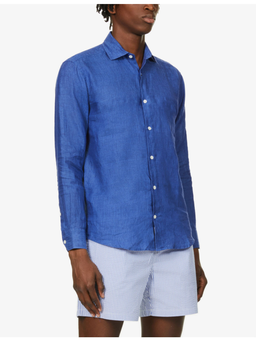 Antonio regular-fit cutaway-collar linen shirt - 3