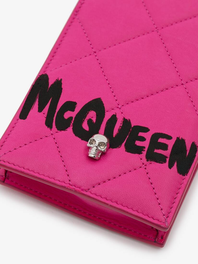 Mcqueen Graffiti Phone Case With Chain in Bobby Pink - 4