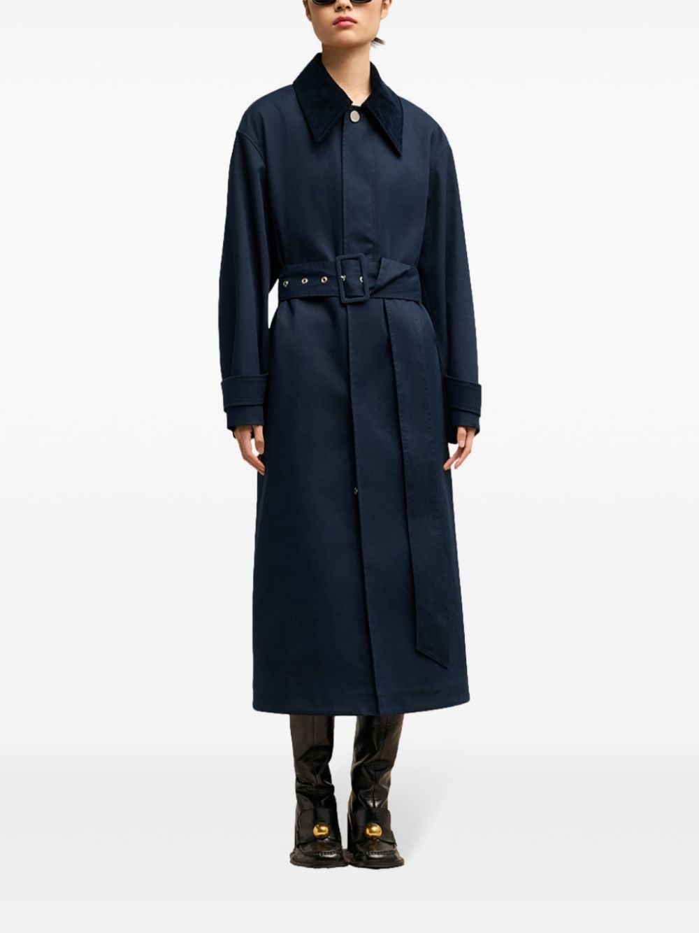 belted cotton trench coat - 3