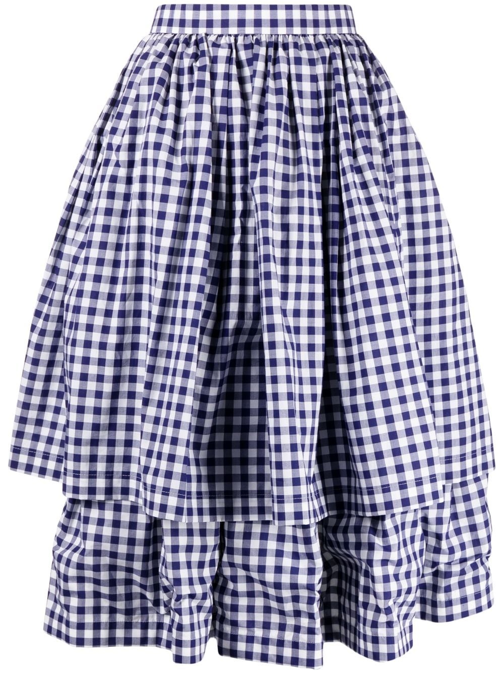 gingham check-pattern cotton skirt - 1