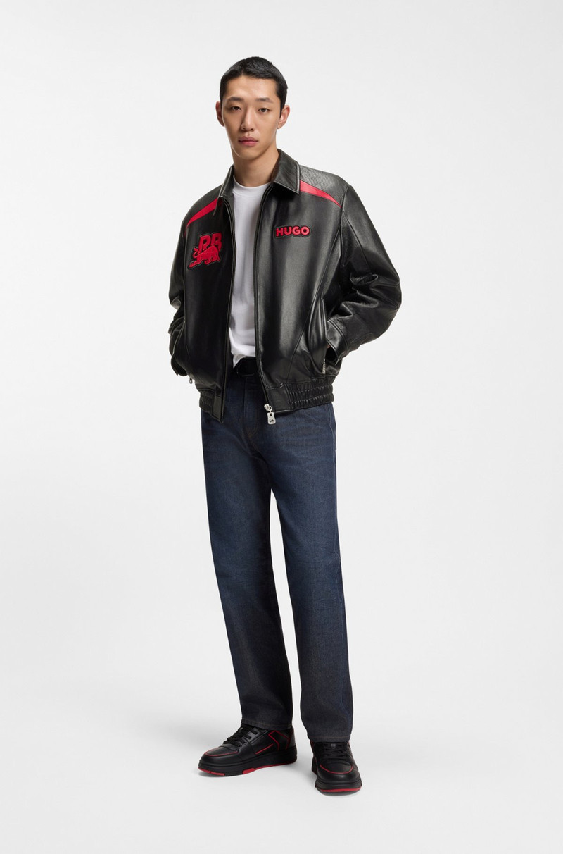 HUGO HUGO X RB LEATHER JACKET WITH BULL MOTIFS outlook