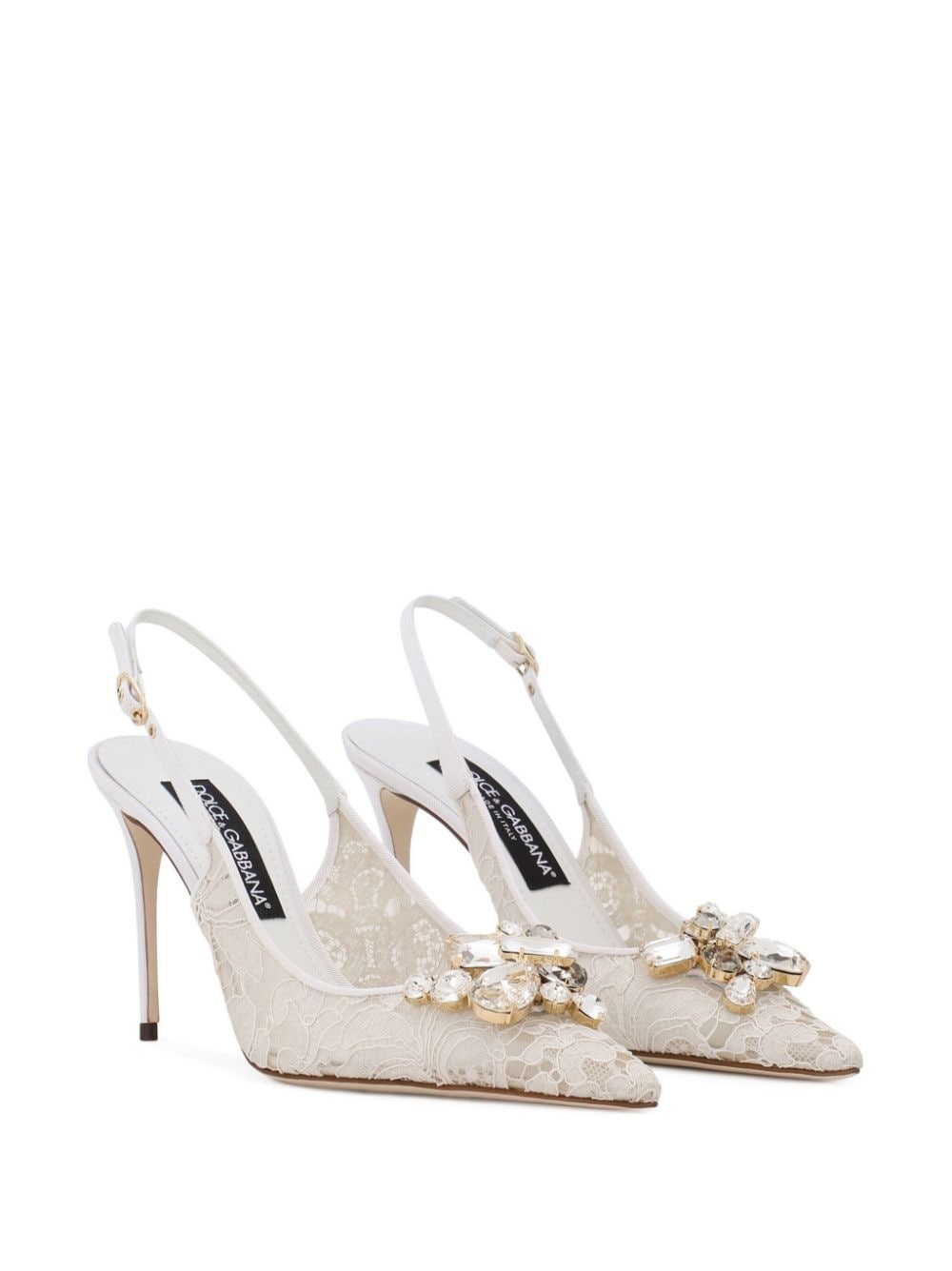 crystal lace slingback pumps - 2