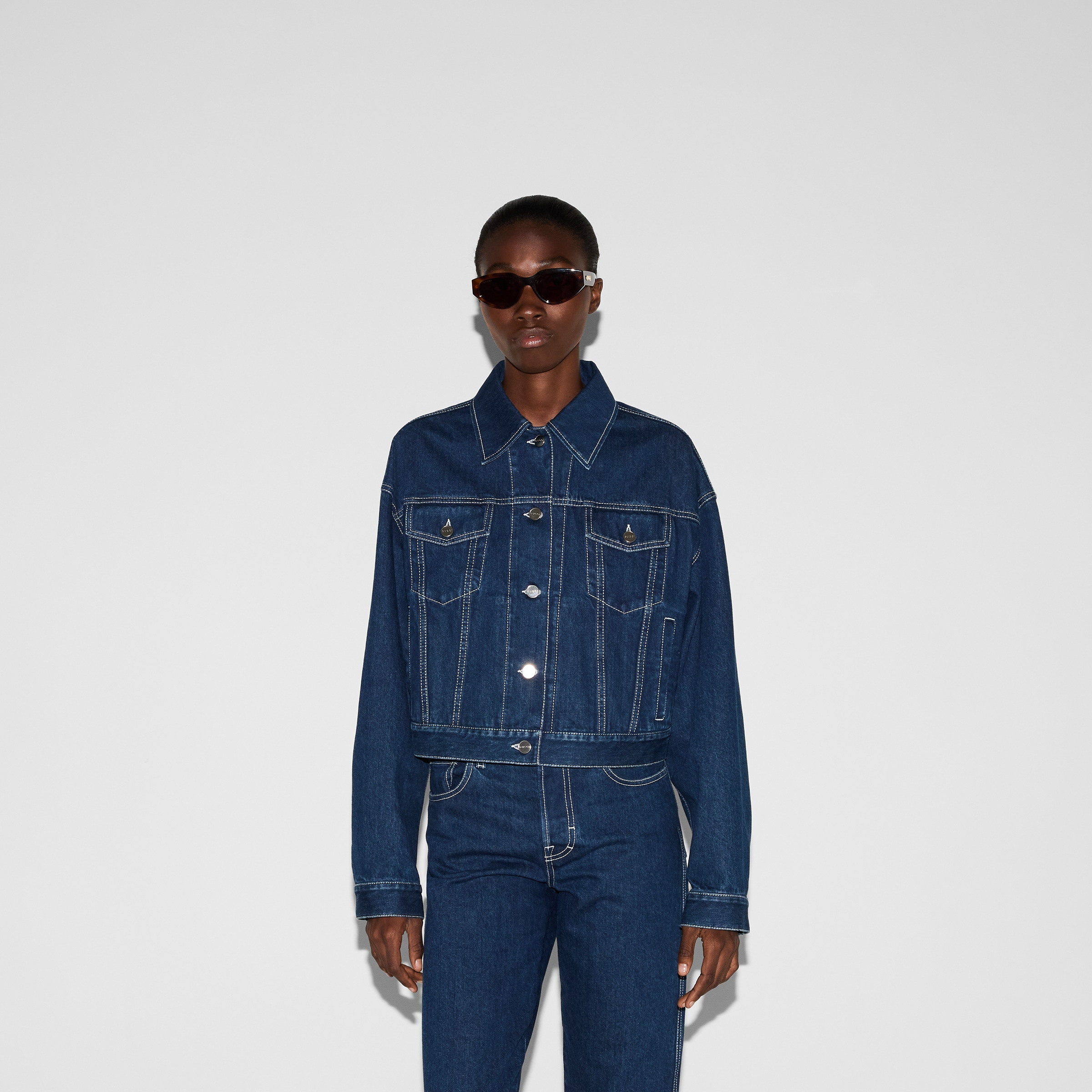 Relaxed cropped fit denim jacket - 3
