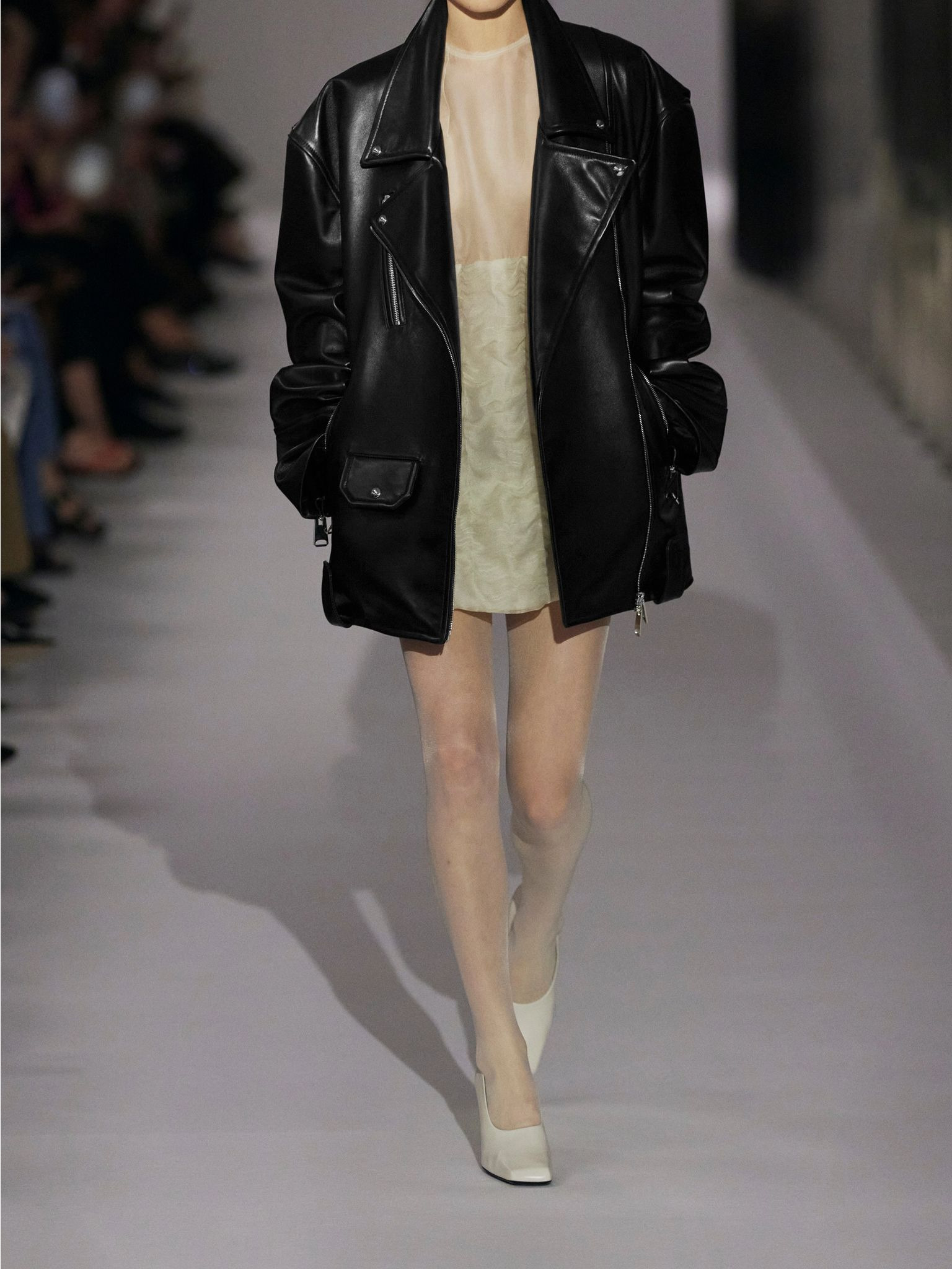 Hansel oversized belted leather biker jacket Black - 5