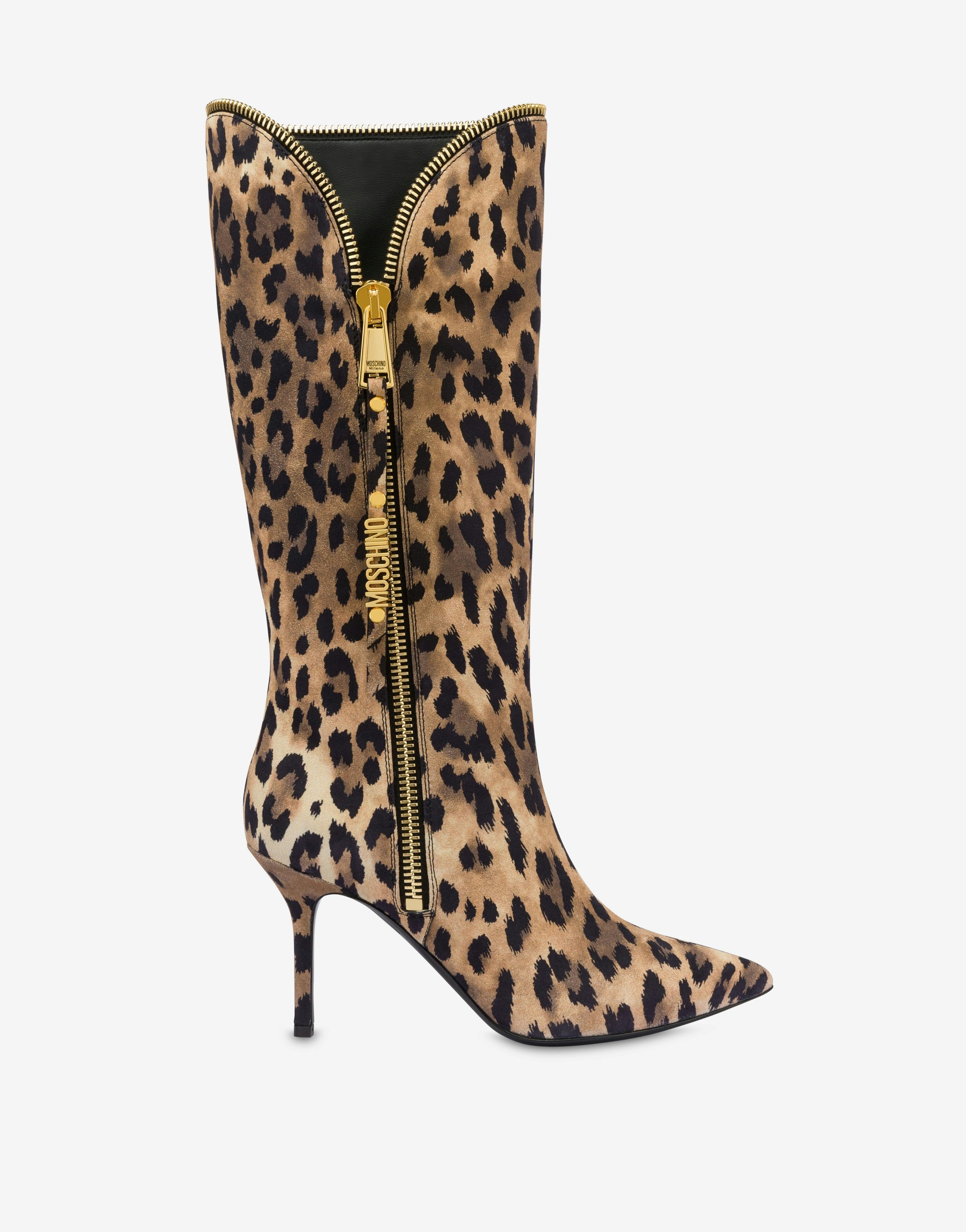 SUEDE BOOTS LEOPARD PRINT MOSCHINO ZIP - 2