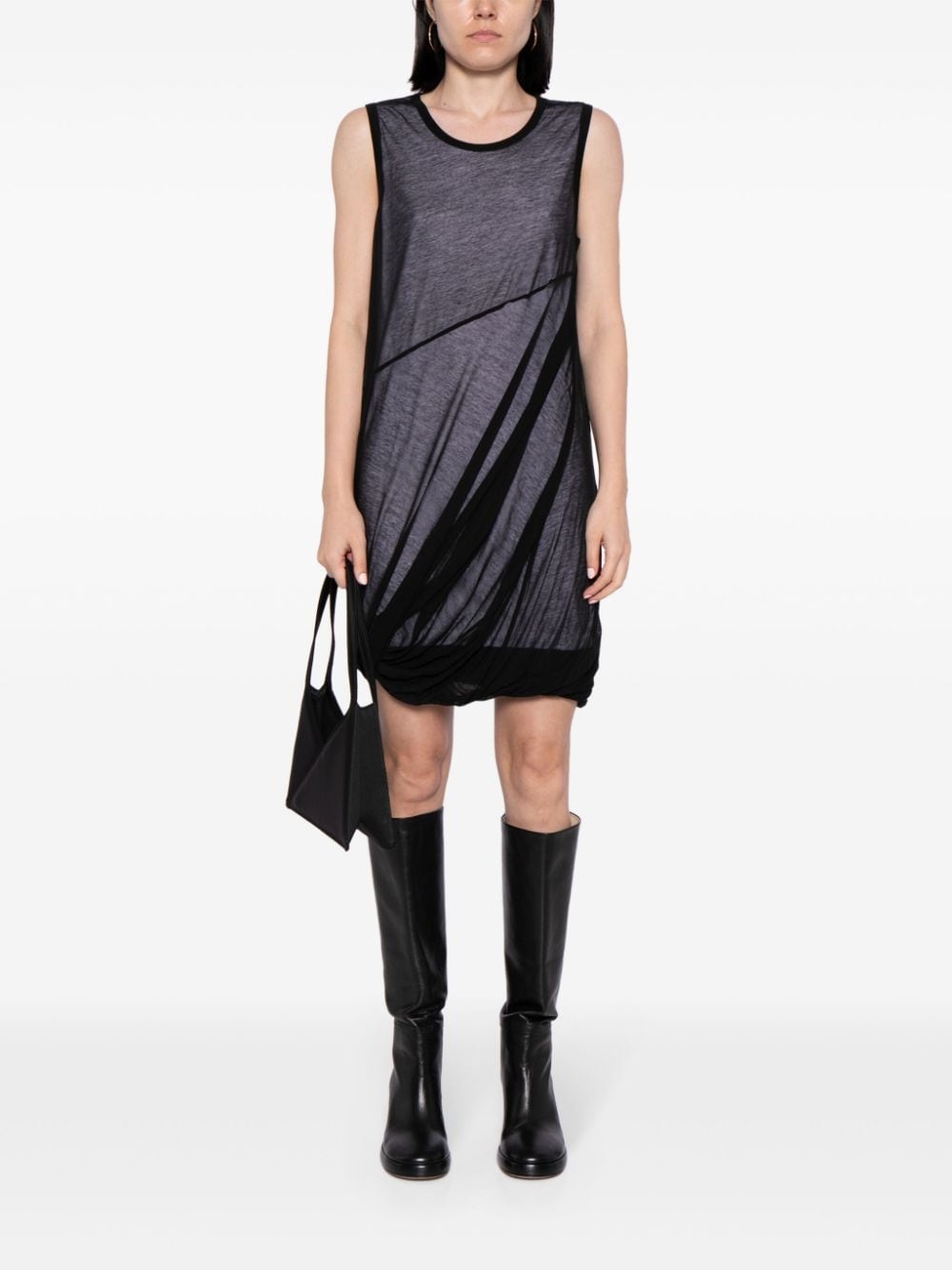 sheer-overlay cotton minidress - 2