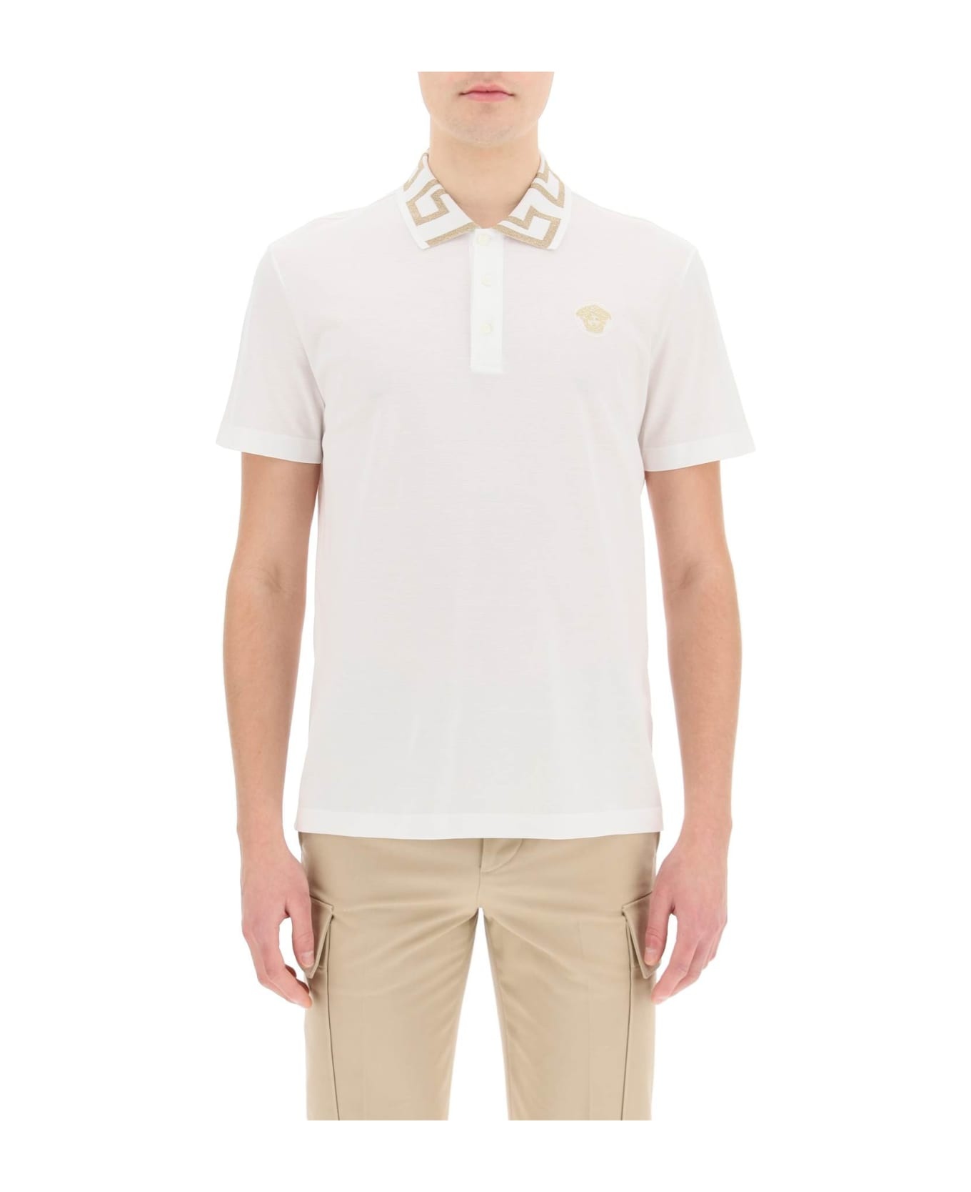 White 'greca' Polo Shirt - 2
