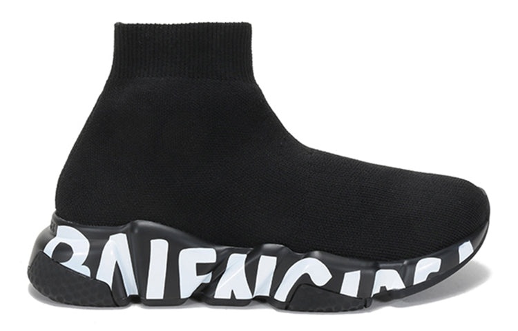 (WMNS) Balenciaga Speed Graffiti Sneakers 'Black Knit White Graffiti Sole Unit' 605942W2DB71006 - 2