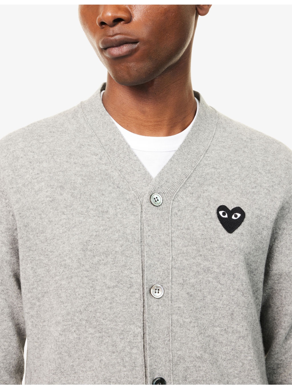 Logo-embroidered V-neck Wool Cardigan - 5