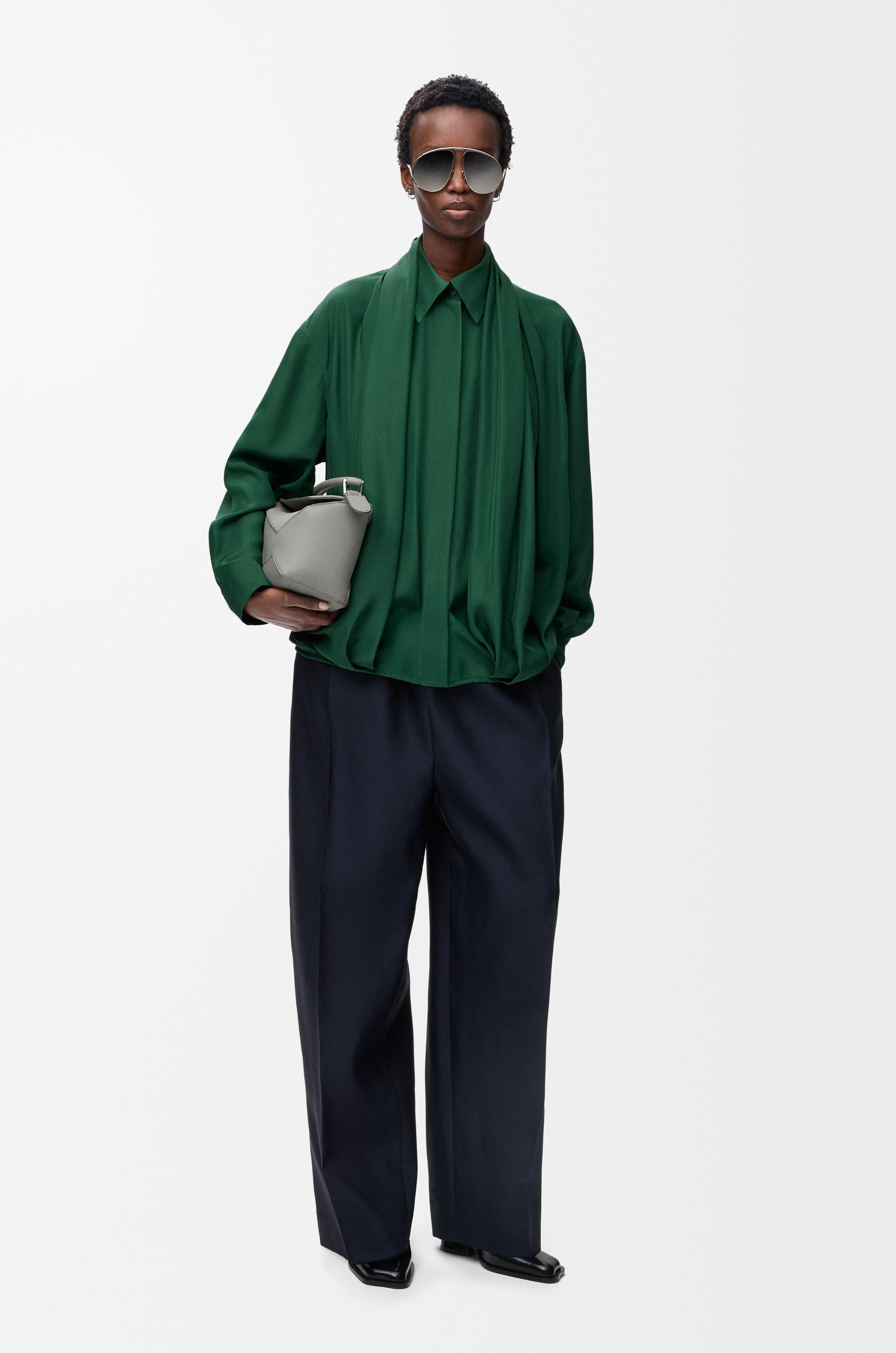 Draped shirt in silk - 2