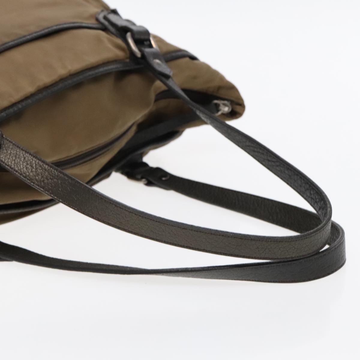 Burberry Tote Bag Nylon Leather Brown Dark Brown Silver - 7