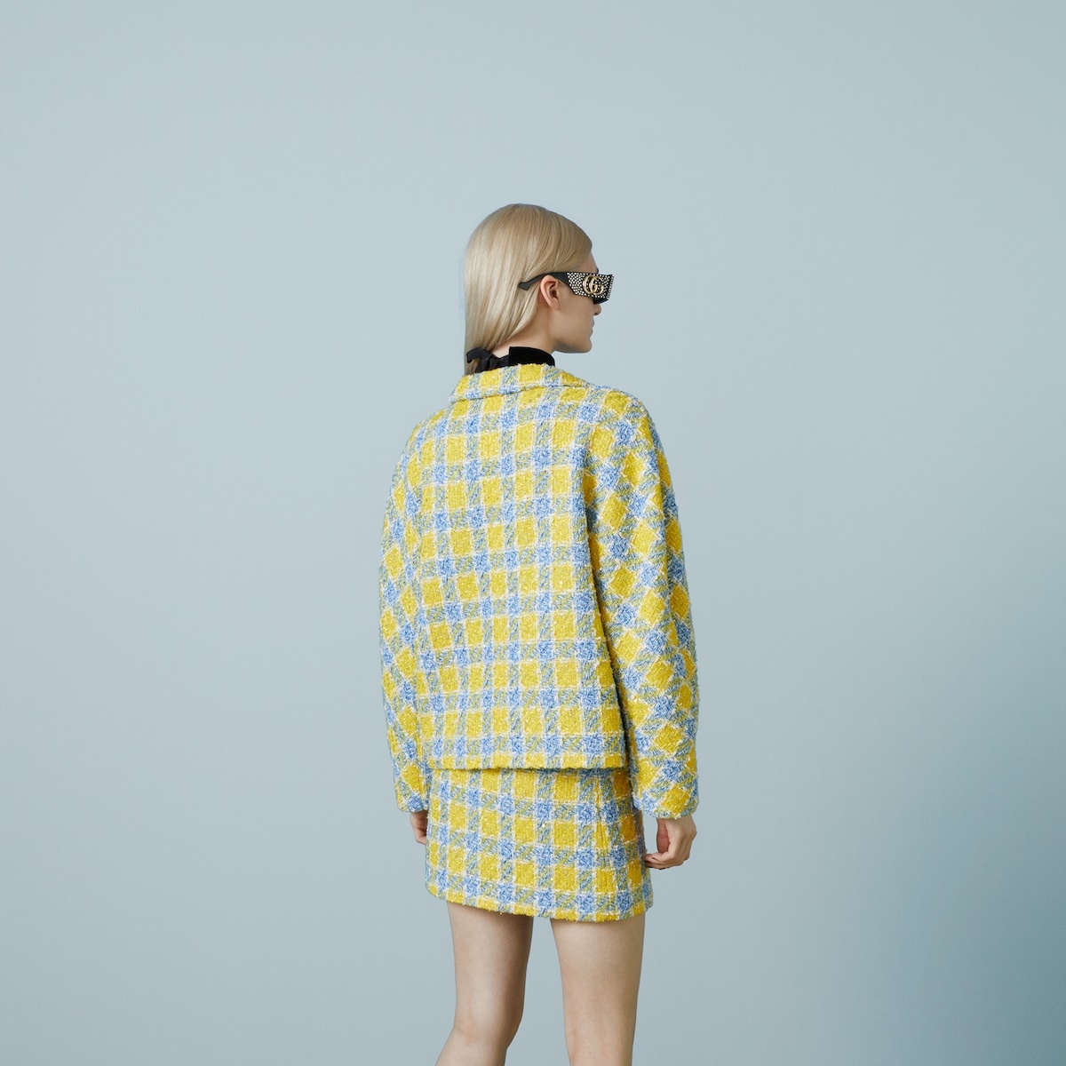 Check lamé tweed jacket - 6