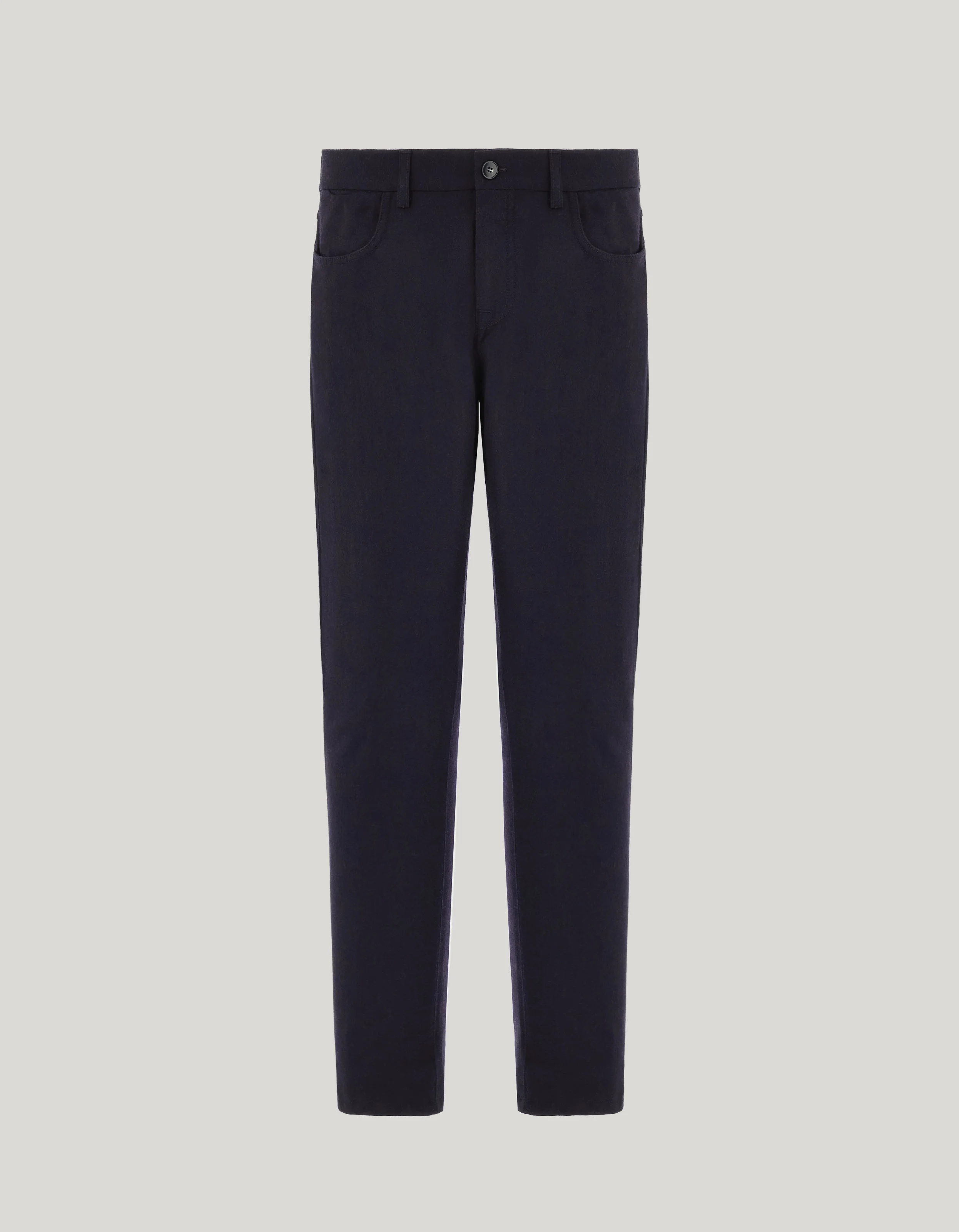 NAVY BLUE FIVE POCKET FLANNEL IMPECCABILE WOOL PANTS - 1