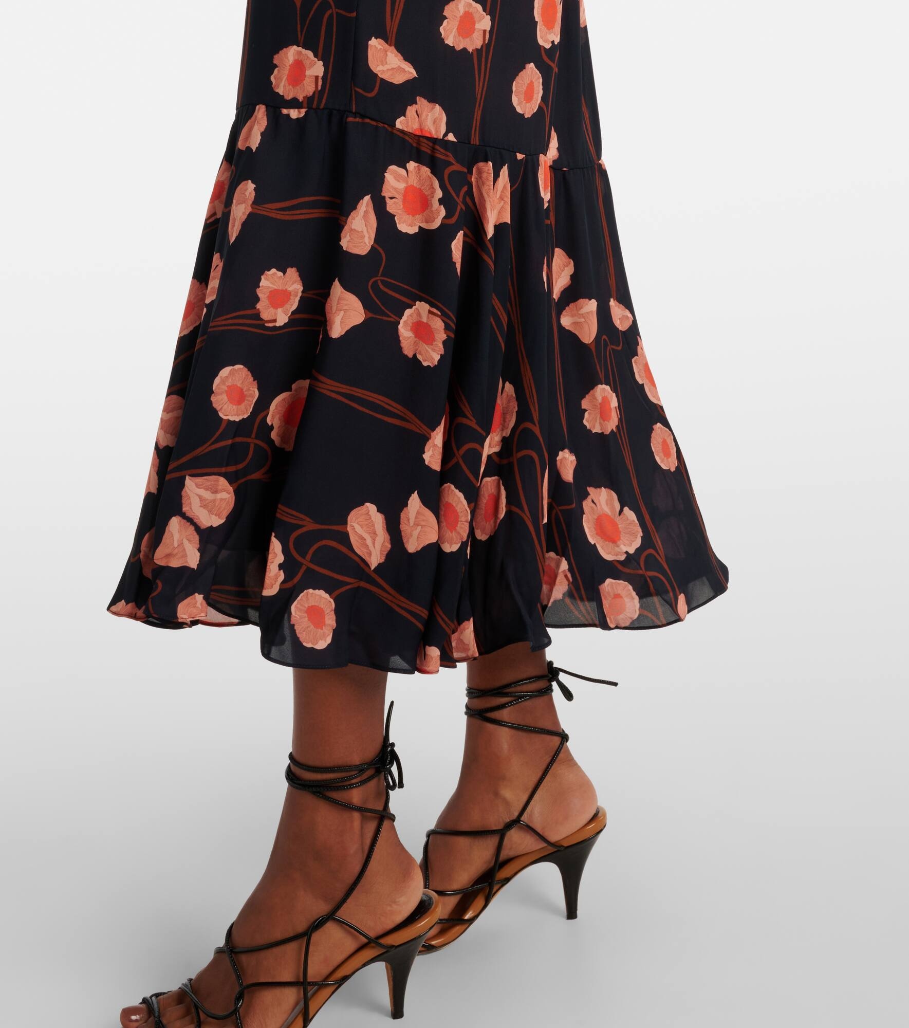 Floral silk georgette midi dress - 6