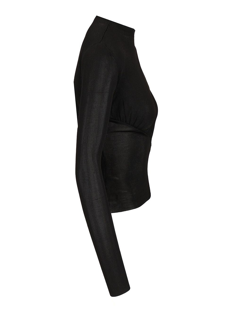 Black Cut Out Viscose Knit Top Tops Black - 3