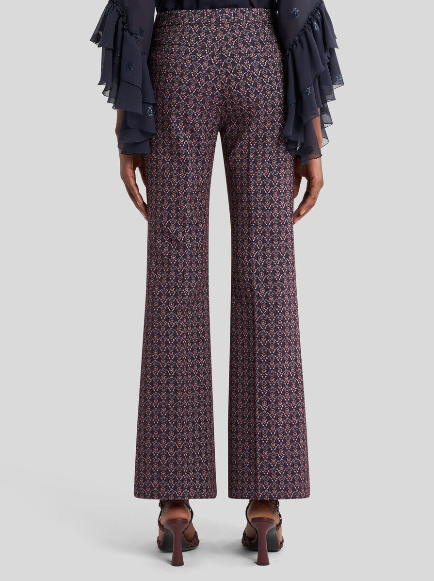 FLARED COTTON-BLEND JACQUARD TROUSERS - 5