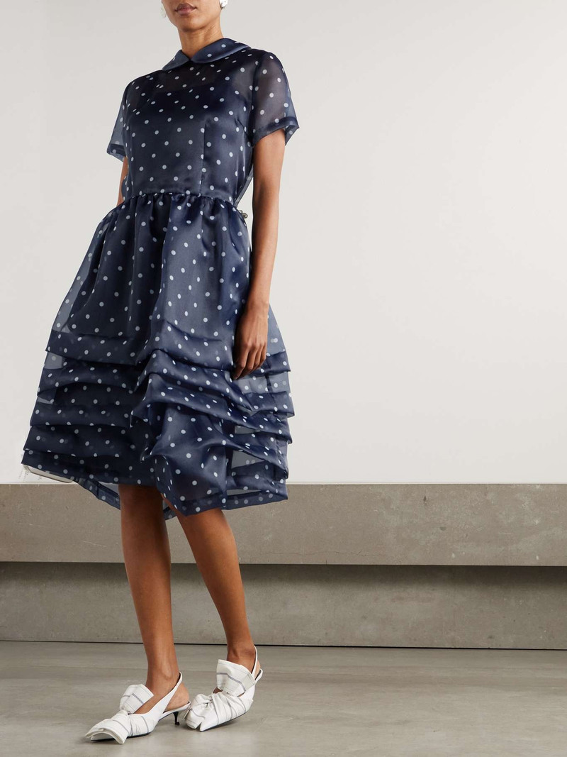 Comme des Garçons GIRL Tiered polka-dot organza midi dress Navy outlook