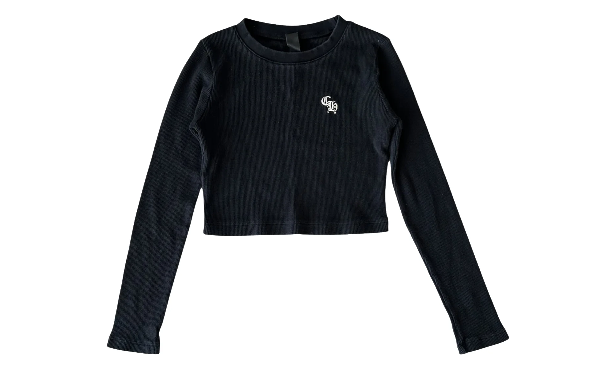 CH Embroidered Logo Thermal Cropped Longsleeve Tee "Black/White" CHRM1541 - 1