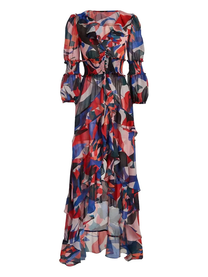 ruffled-printed asymetric dress 1