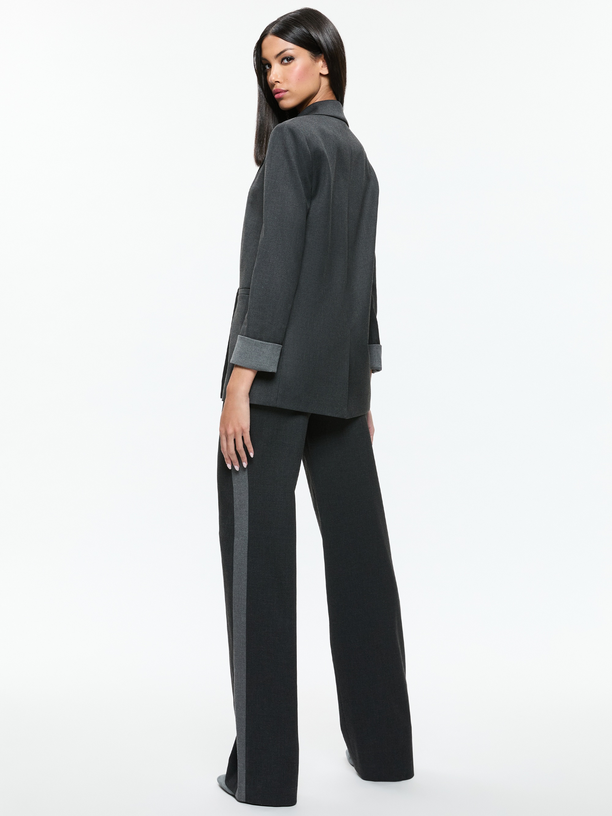 JUSTIN ROLLED CUFF DOUBLE BREASTED LONG BLAZER - 4