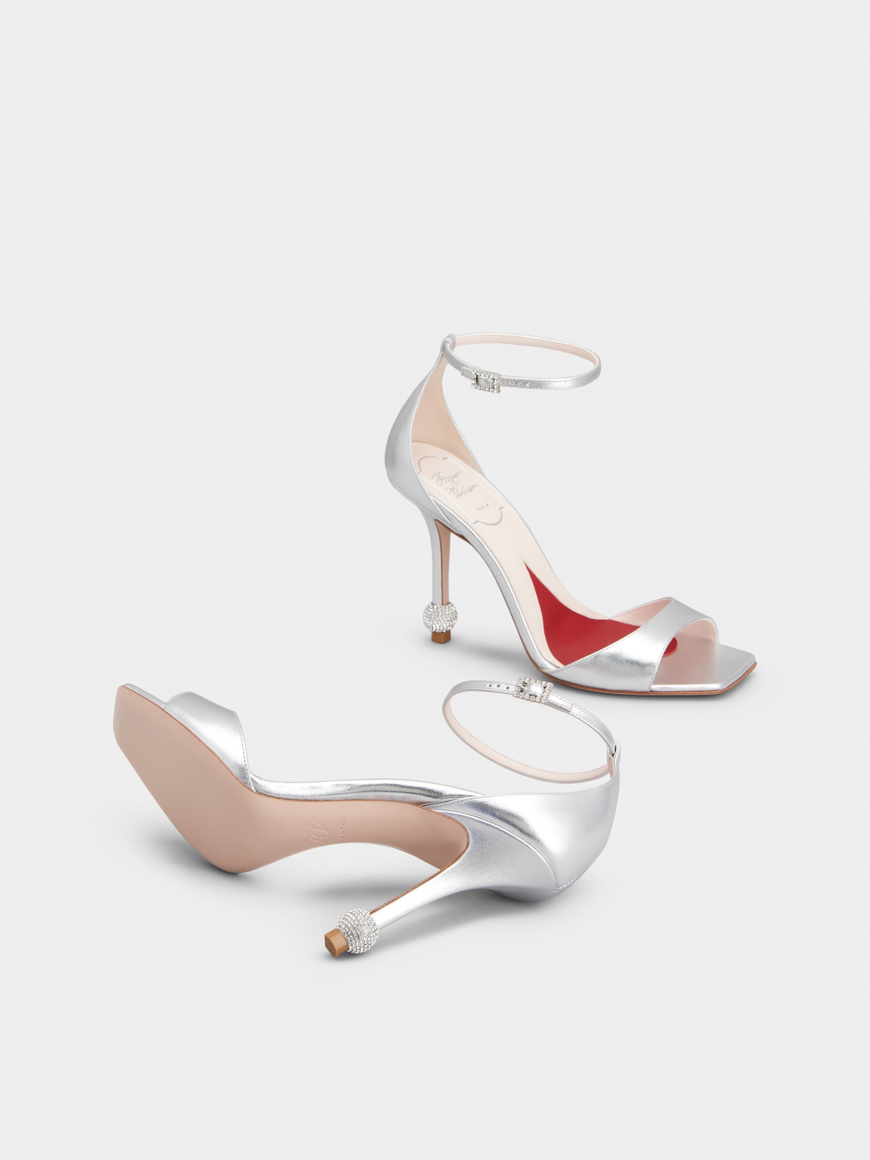 Jewel Heel Sandals in leather - 6