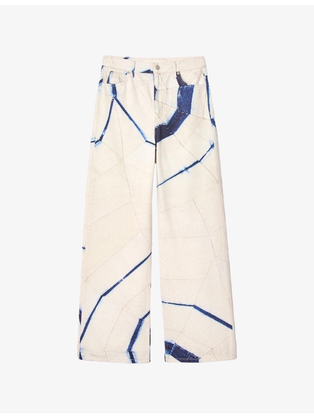 Tie-Dye Spiral-Print Wide-Leg Denim Jeans - 6