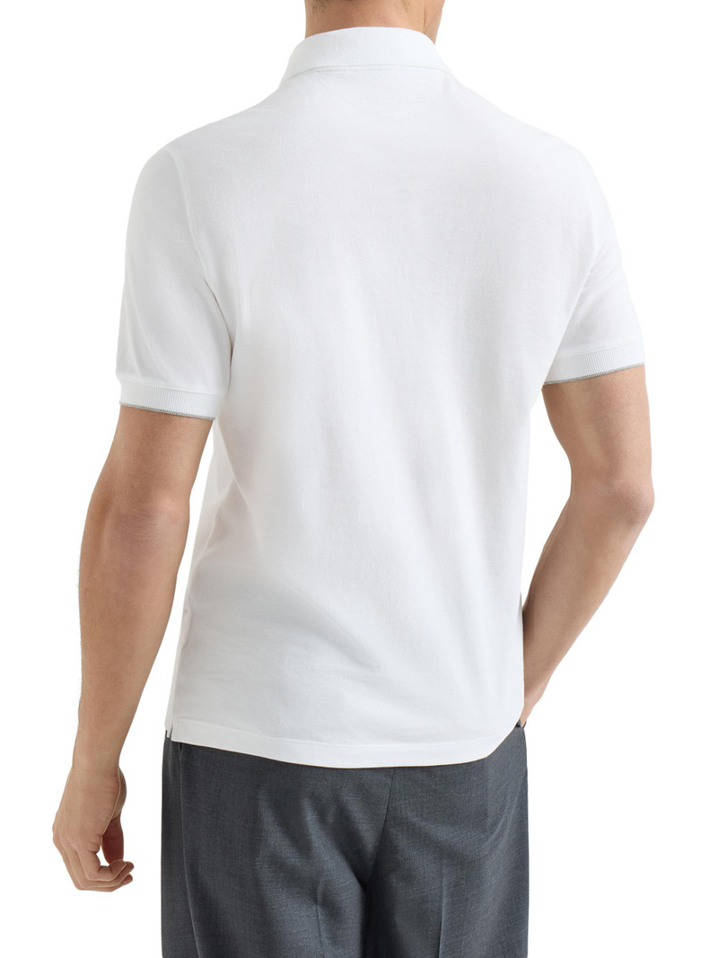 Men's Cotton Piqué Polo Shirt with Logo - White 3