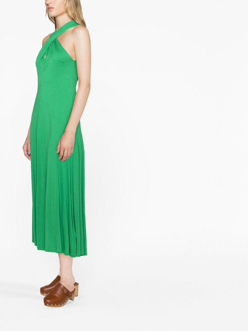 halterneck flared midi dress 4