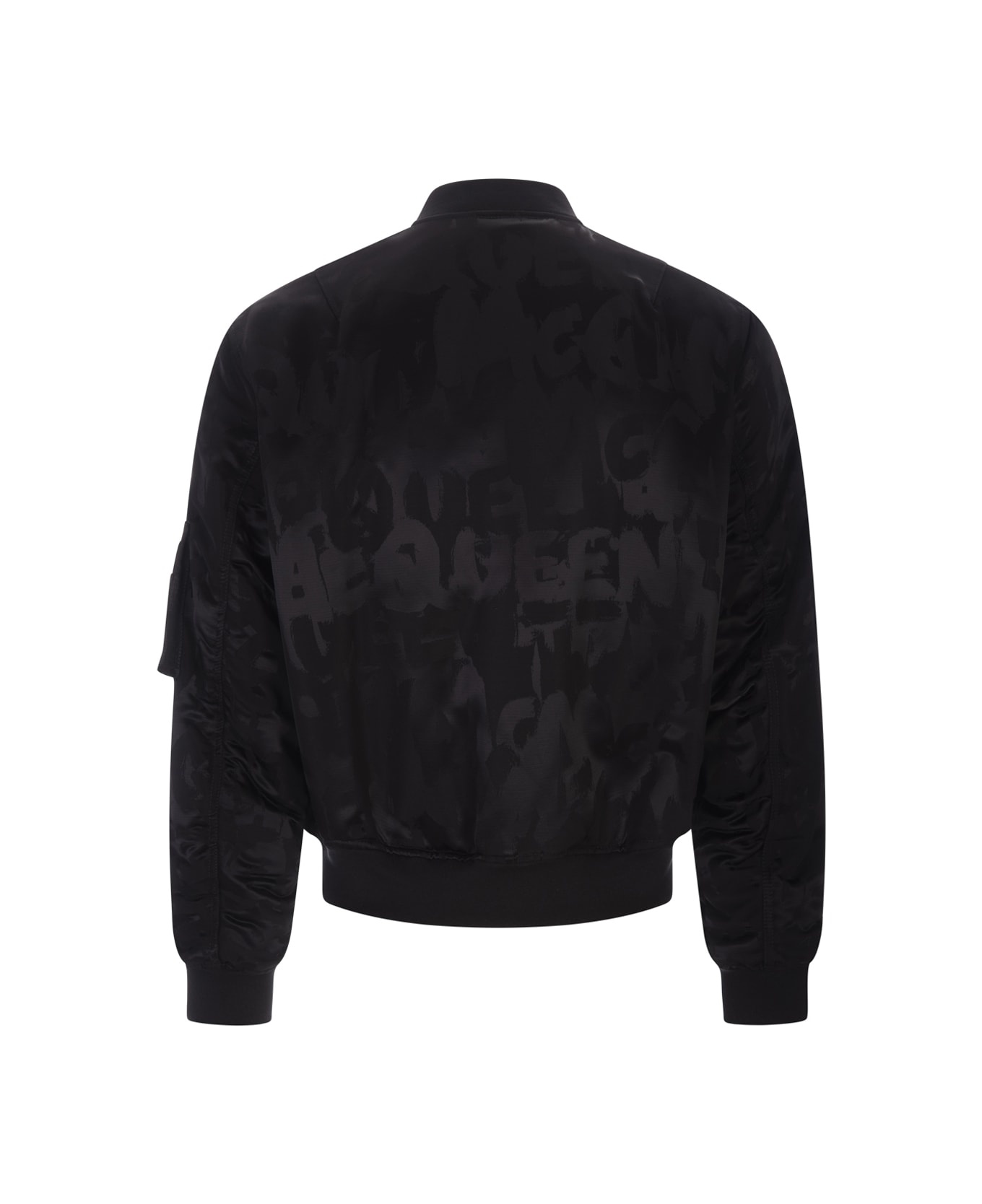 Mcqueen Graffiti Bomber Jacket In Black Polyfaille - 2