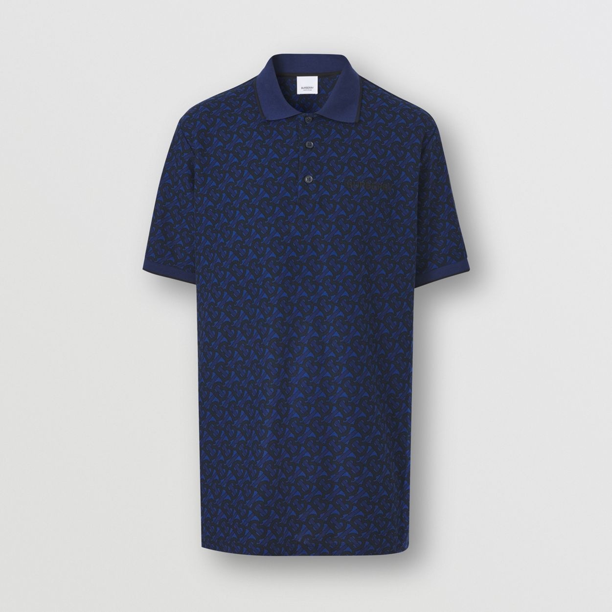 Monogram Print Cotton Piqué Oversized Polo Shirt - 1