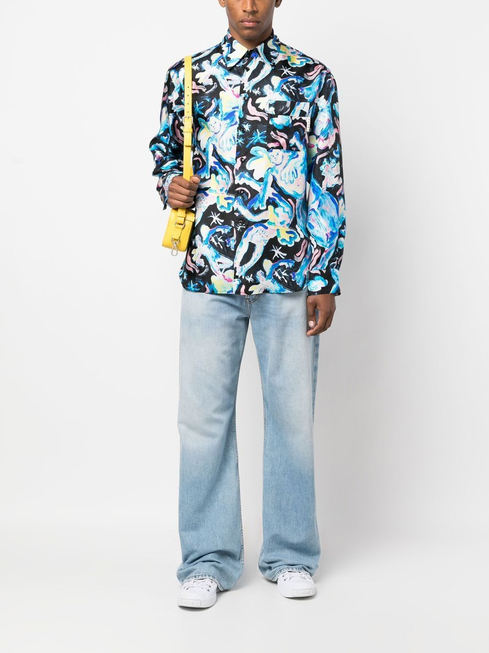 illustration-print silk shirt - 2