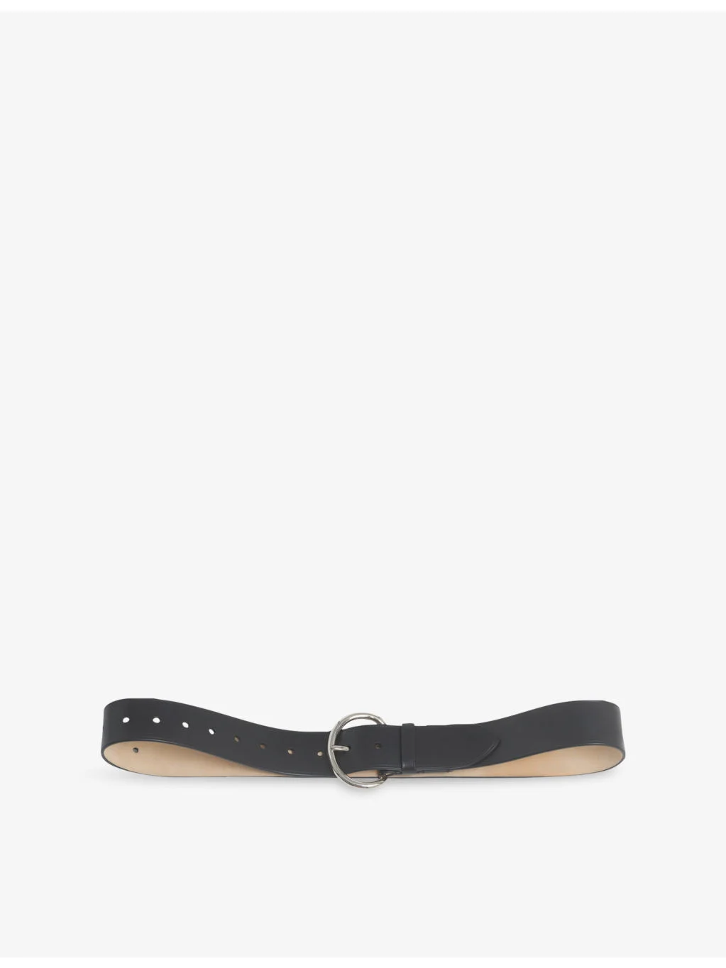 Round-Buckle Leather Belt - 1