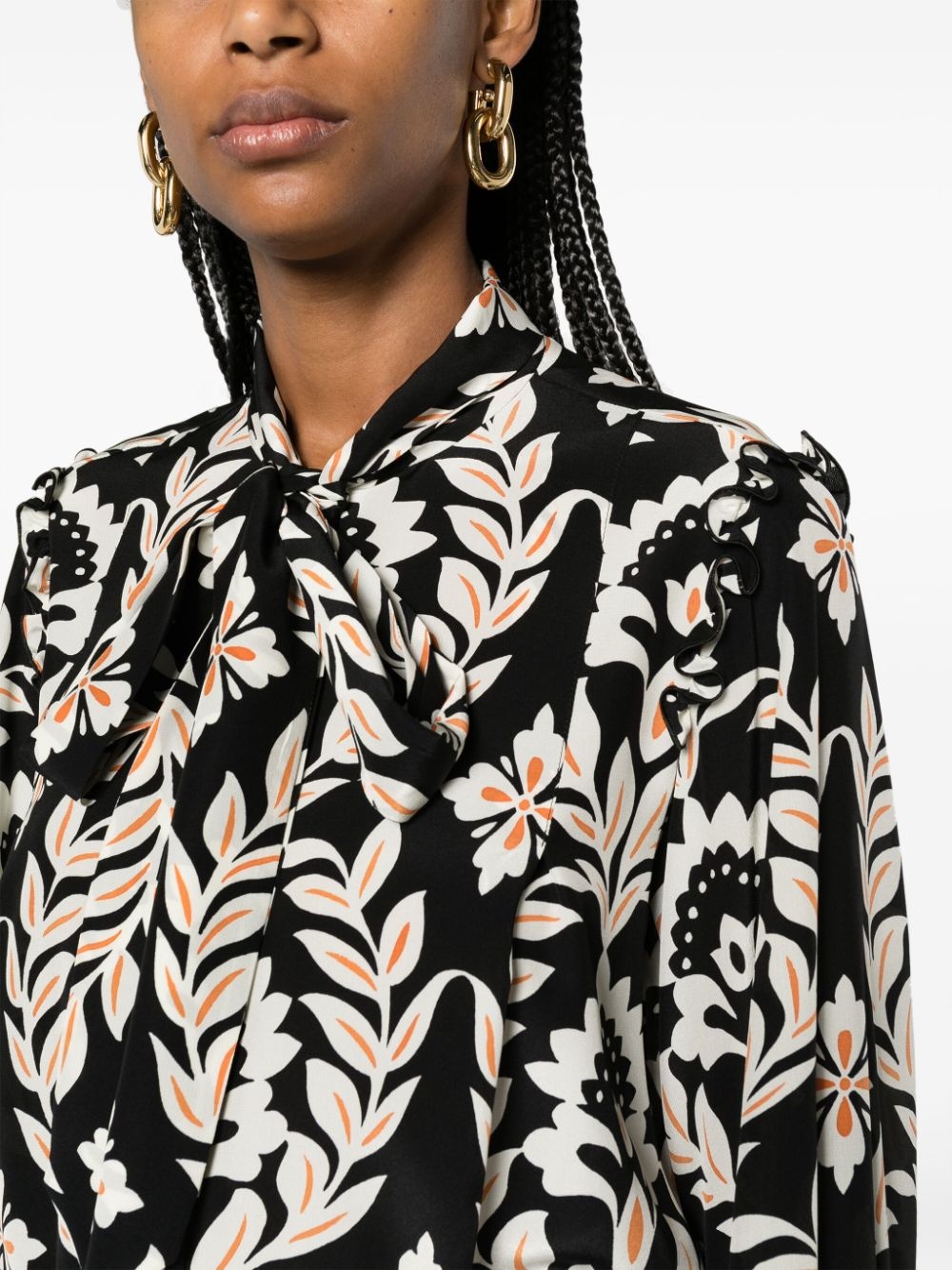 Ascot floral-print silk shirt - 5