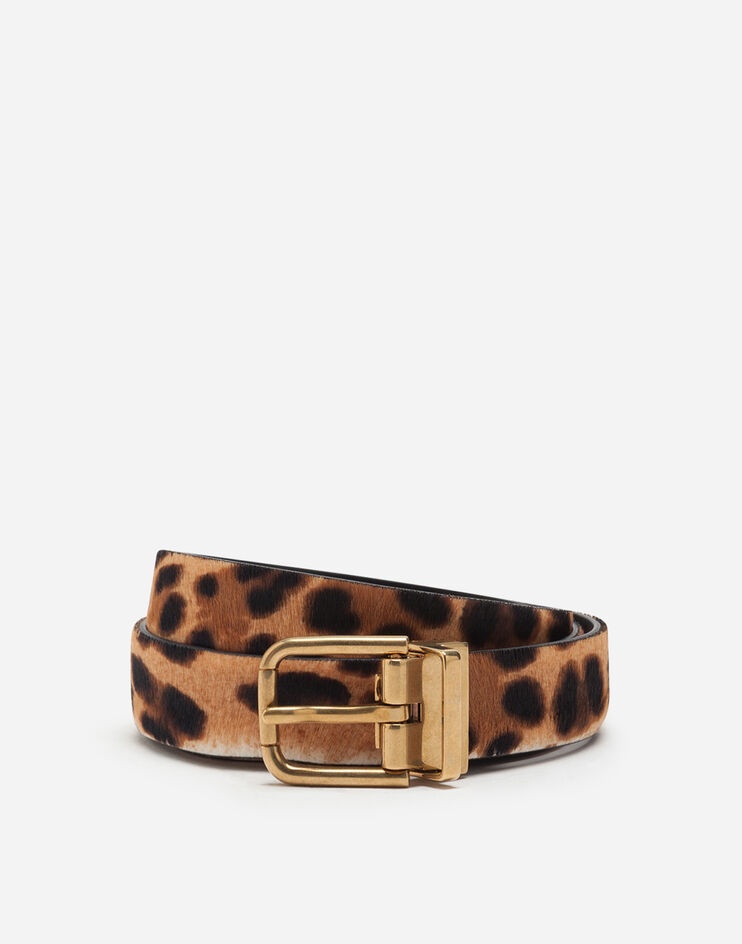 Leopard print belt with pony hair effect - 1