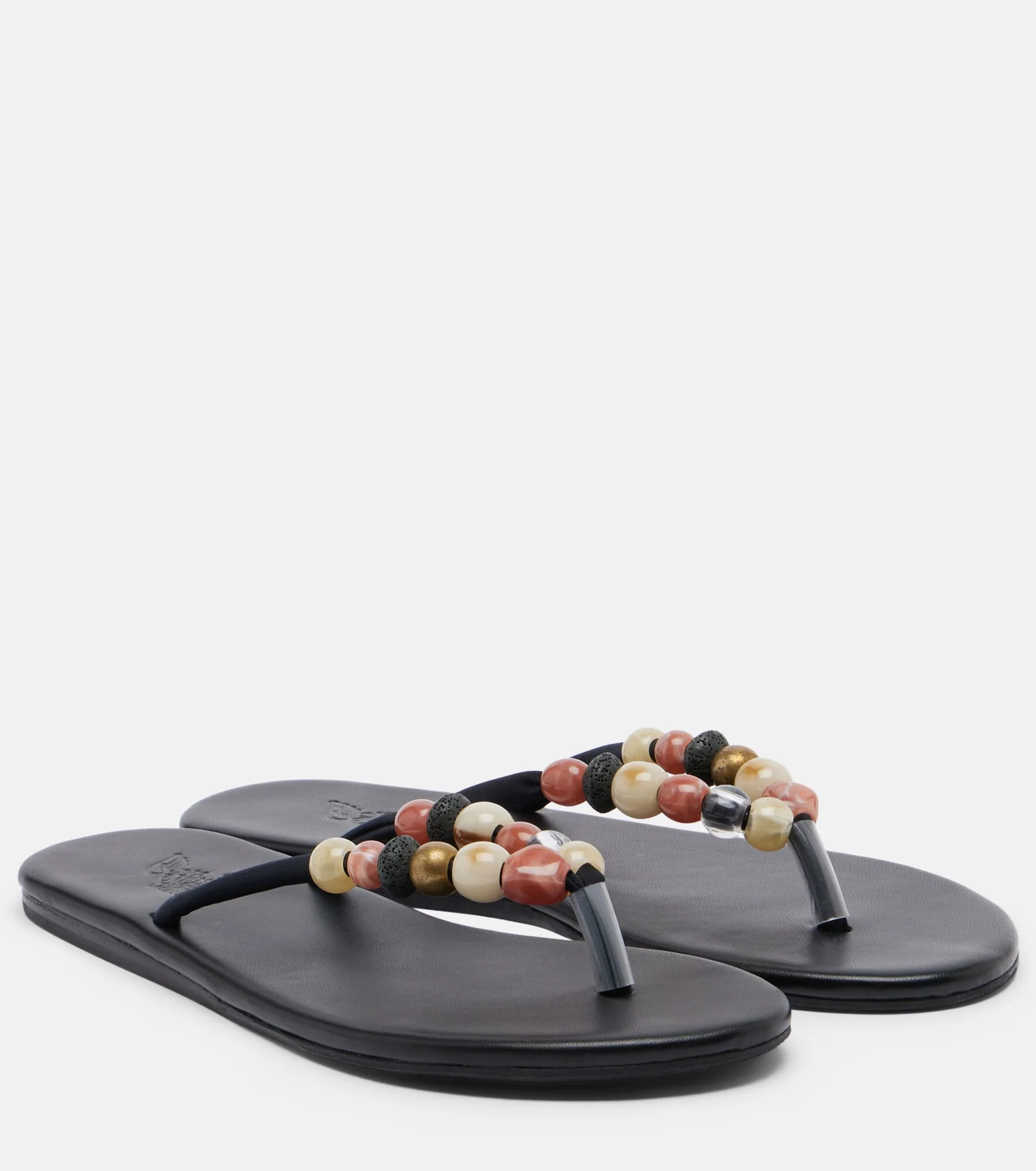 Saionara beaded leather thong sandals - 1