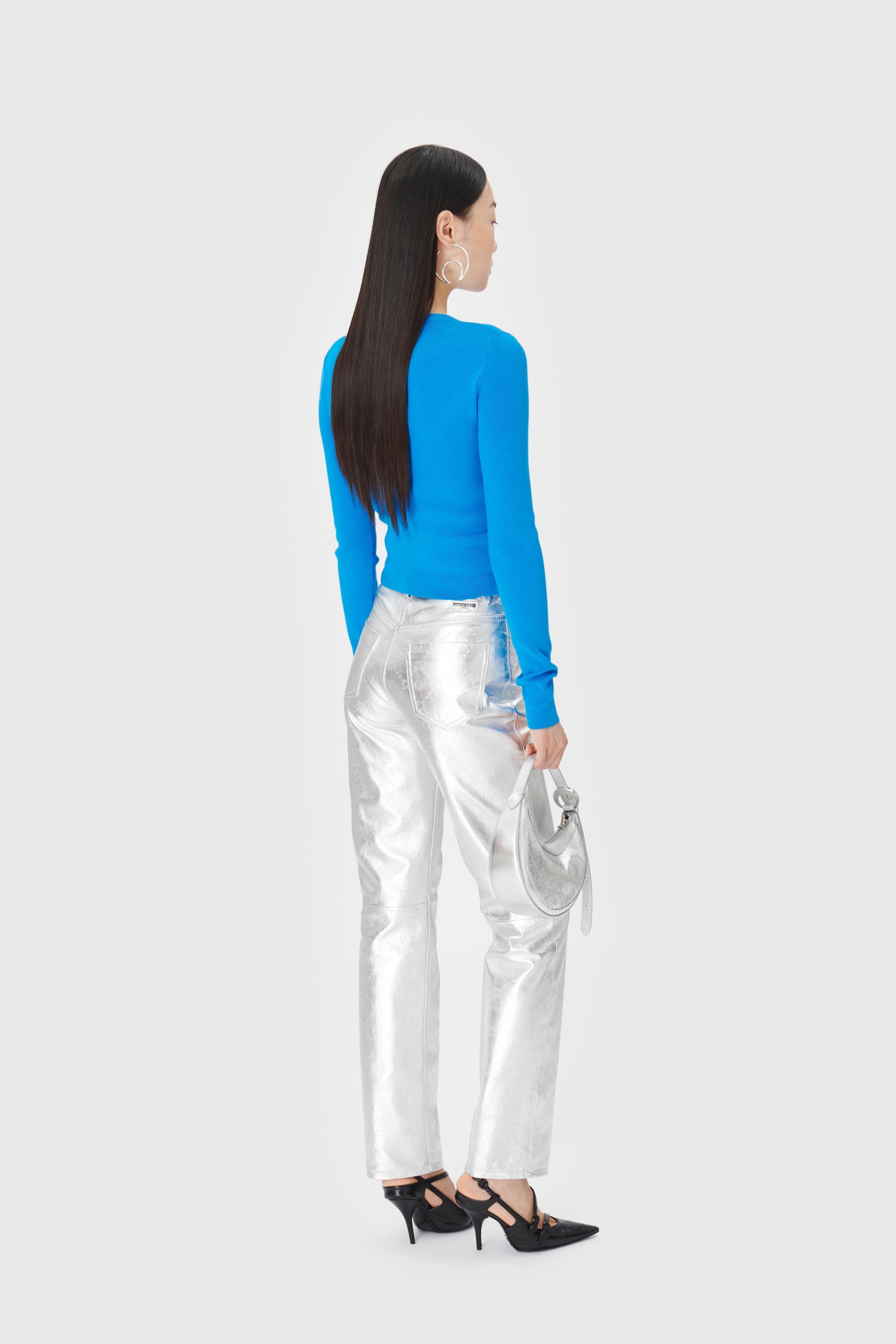 Laminated Leather Straight Leg Pants - 3