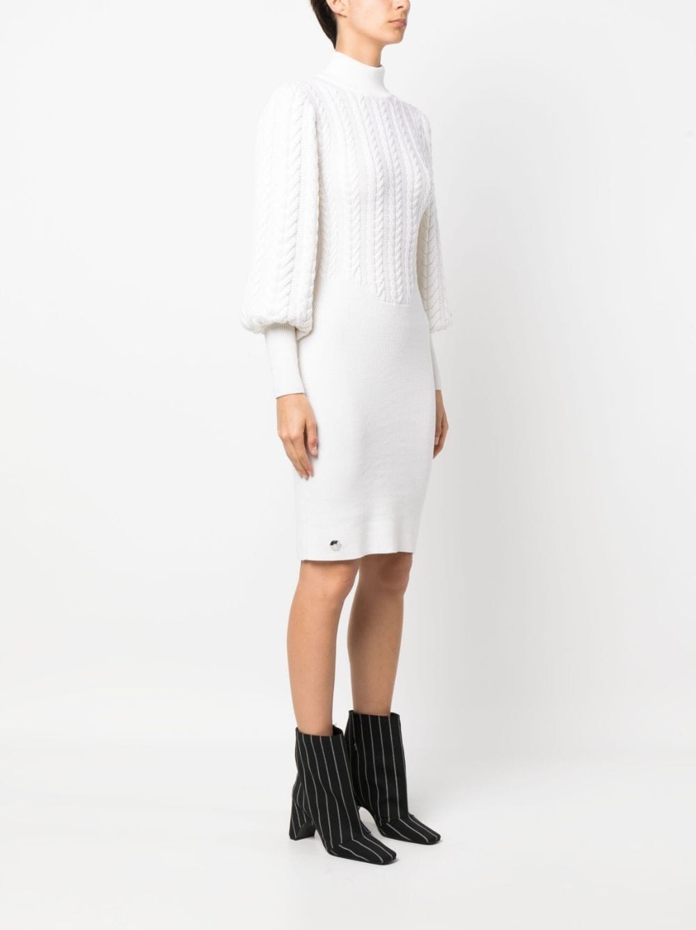 cable-knit high-neck dress - 3