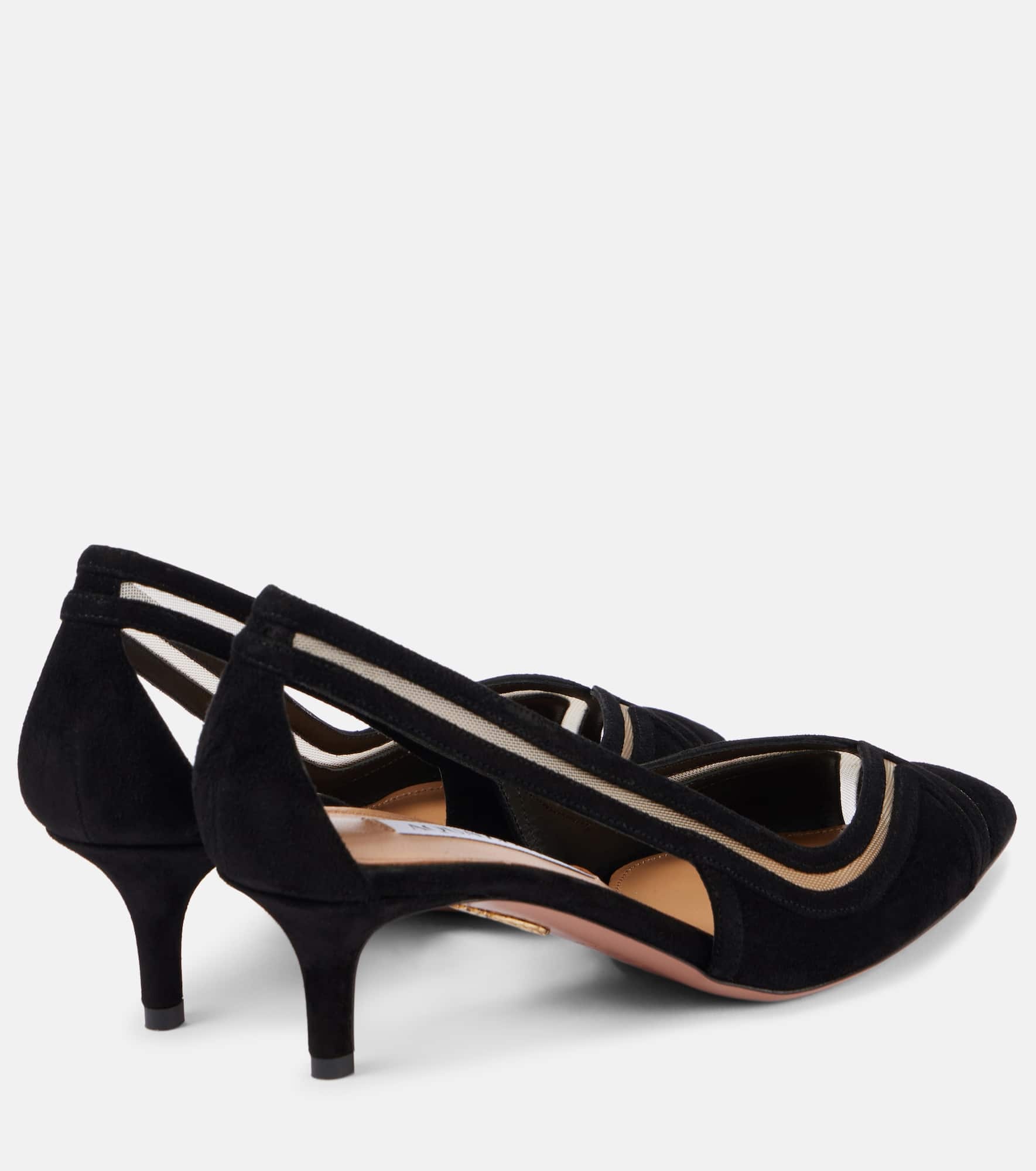 Vila 50 mesh-trimmed suede pumps - 2