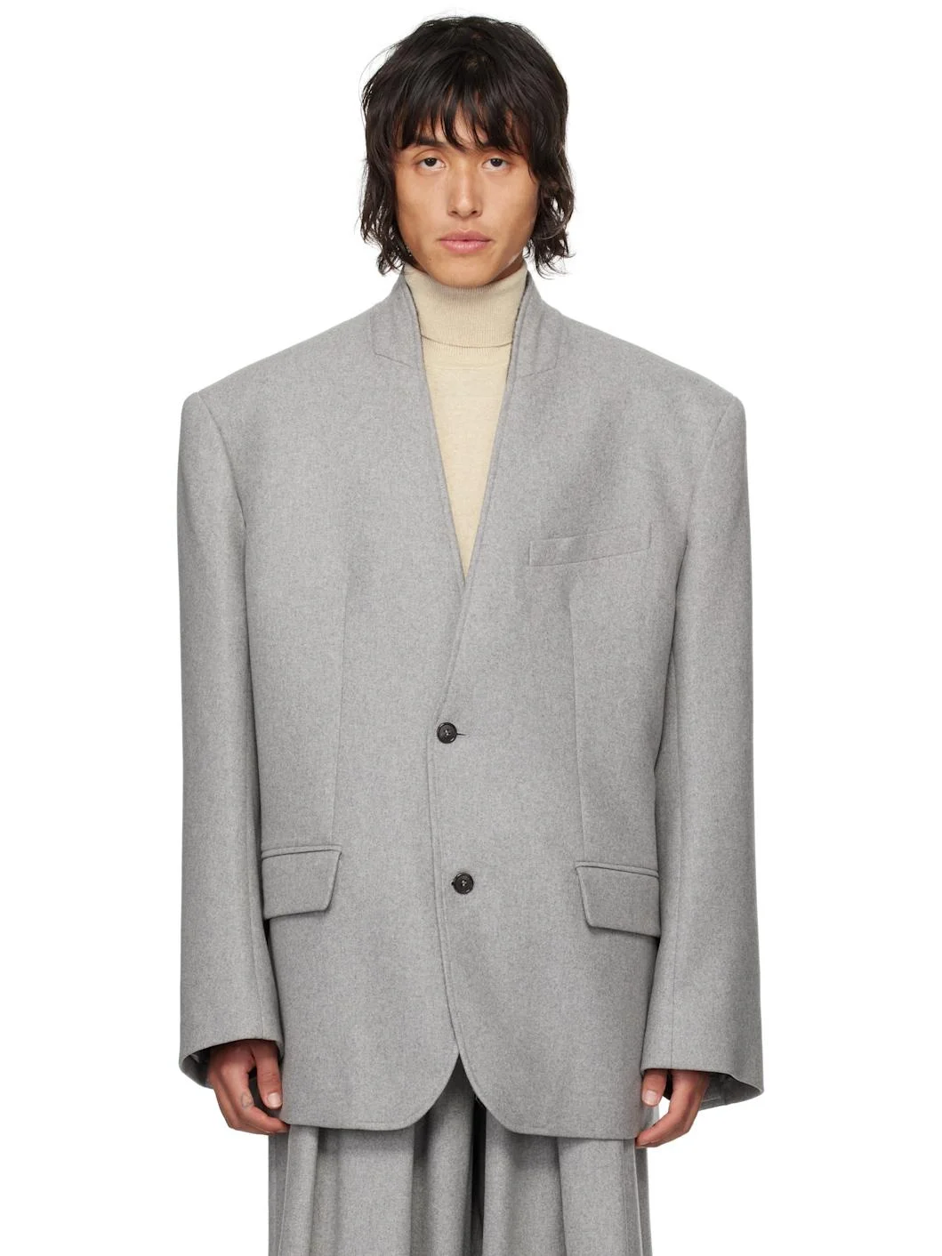 collarless blazer - 1
