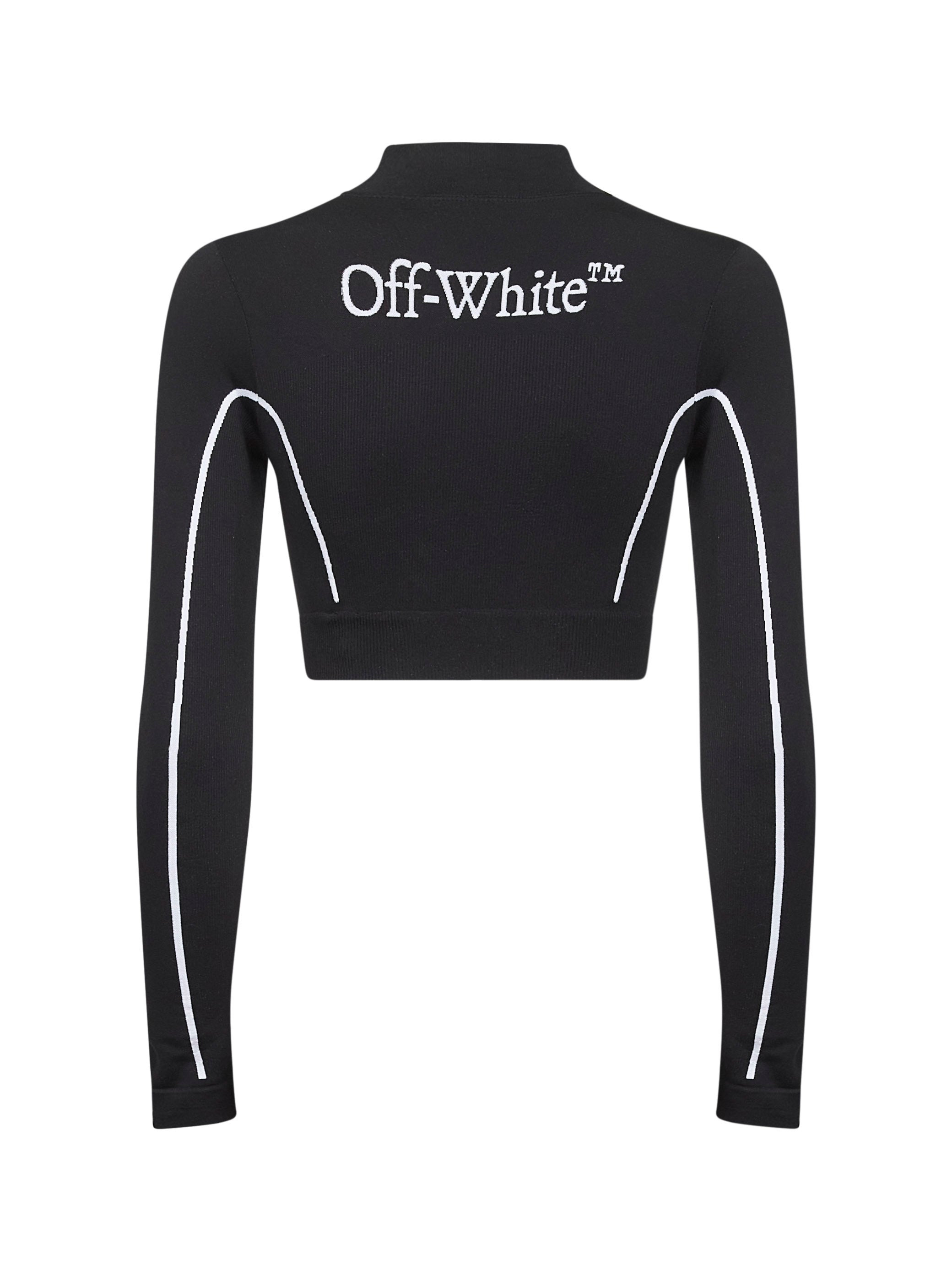 Off White Women Black Knit Off Stamp Activewear Top - 2