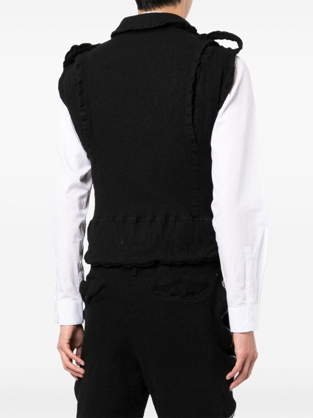 zip-pocket wool vest - 4
