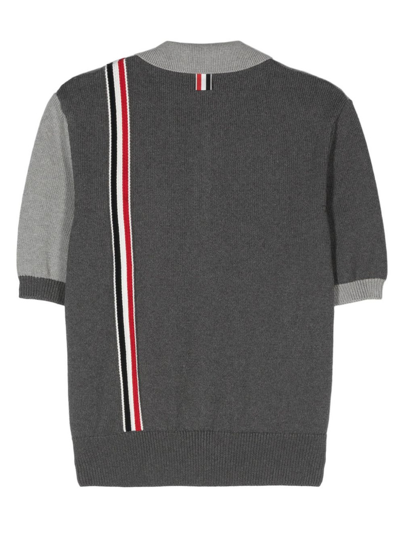 Thom Browne RWB-stripe knitted polo shirt outlook