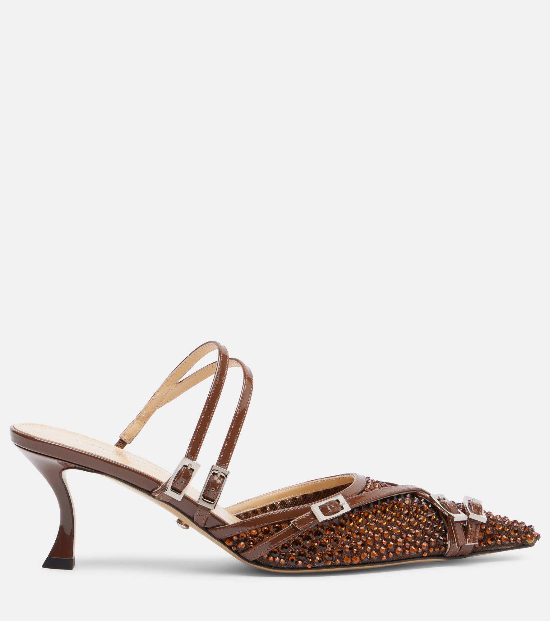 Crystal Net 65 leather-trimmed mules - 4