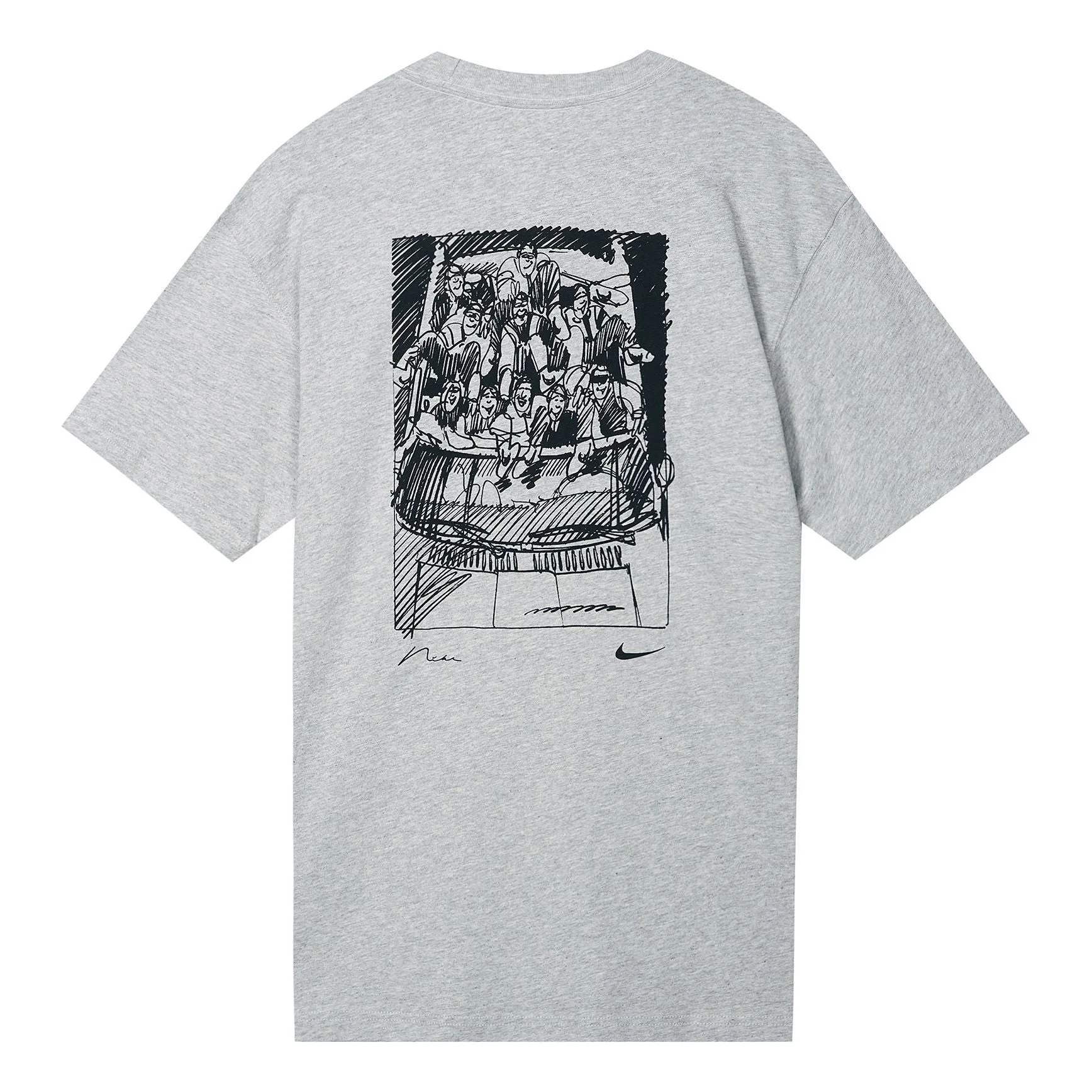남자 나이키 SB 뒤 Graffiti 재미 있는 본 인쇄 둥근 목 짧은 소매 빛 회색 t-셔츠 DR7768 - 1